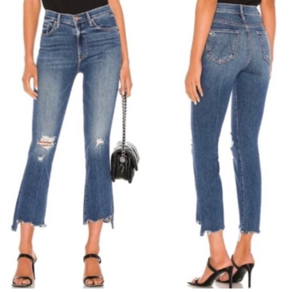 MOTHER THE INSIDER CROP STEP CHEW WASH DANCING ON COALS Hi Rise Kick Flare Ankle - Picture 1 of 16